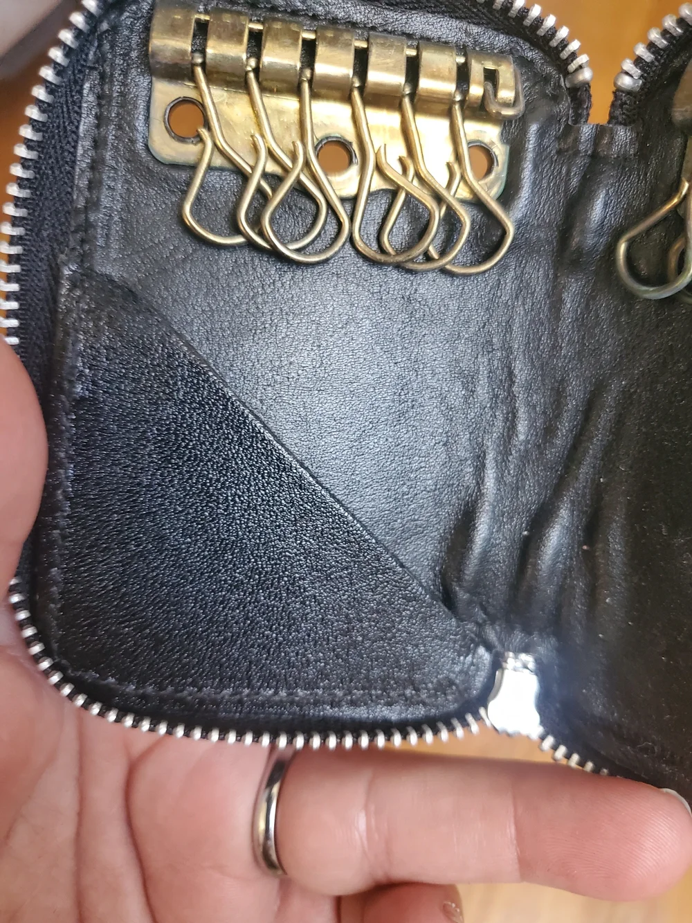 Vintage Key Case,id Card Holder Black Genuine Cowhide Leather Womens